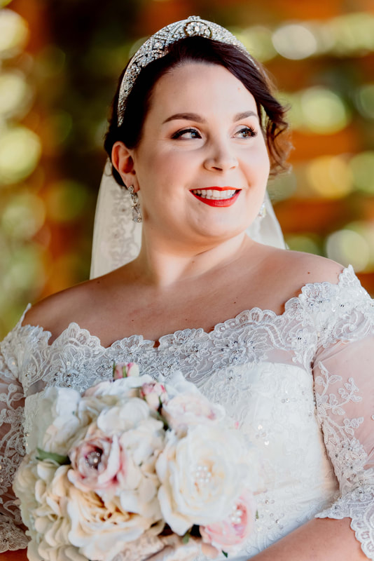 Portrait of bride in wedding dress