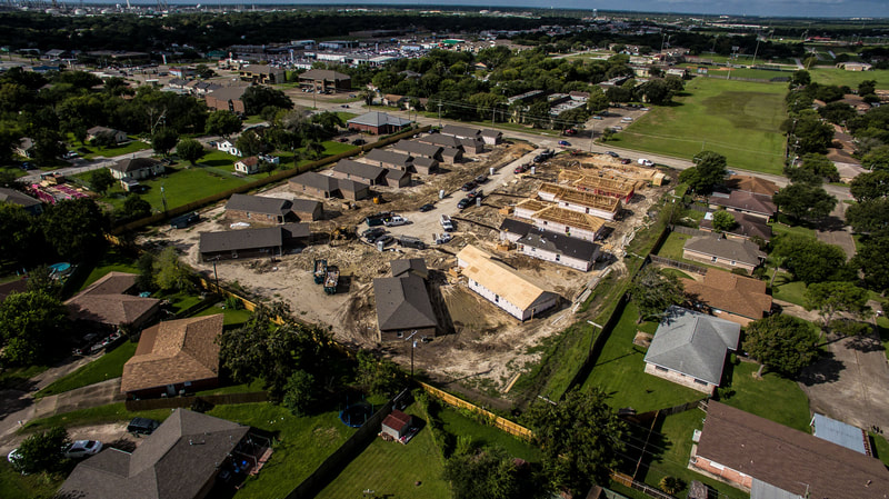areal photo of construction complex being built
